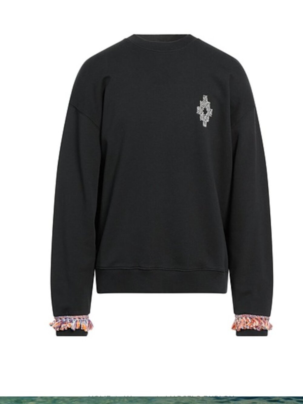 Marcelo Burlon County of Milan Black Sweater with Multicolor Fringe